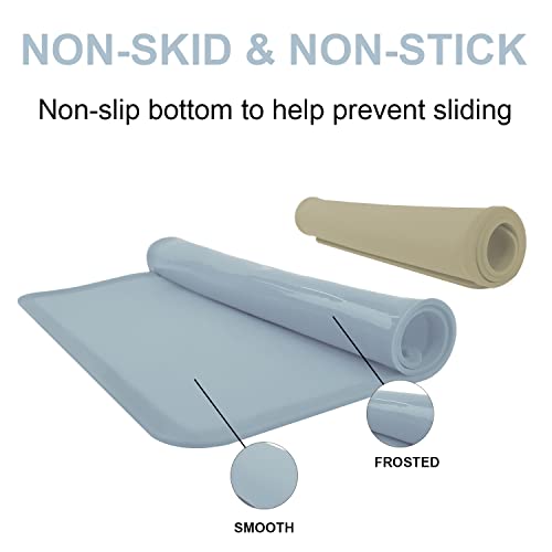 Silicone Toddler Placemat, Baby Placemats For Kids Toddlers Table Mats, Reusable Children’s Dining Food Mat, 2Pack, Lightgrey&Beige #TOP2