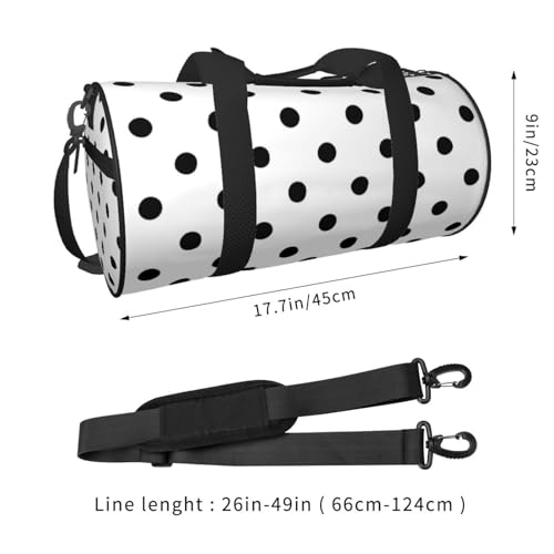 Black And White Polka Dot Gym Duffel Bag Adult Travel Bag Lightweight Yoga Bag Carryon Gymbag Sport Duffel Bag For Men Women2
