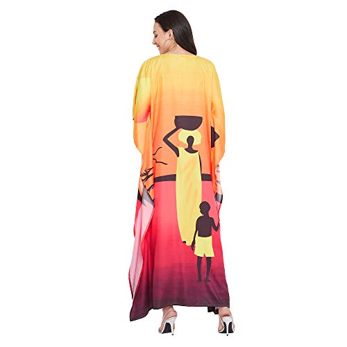 Image of Oussum Plus Size Kaftan Dresses for Women, Polyester Summer Caftan Cover Up Maxi Beach Dress, 1X-3X