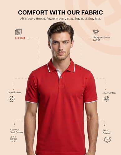 Image of Scott International Cotton Polo T Shirt | Collar Tshirts | Half Sleeves Plain T Shirt | T-Shirt |Tshirt for Men Stylish | Men's Tshirt