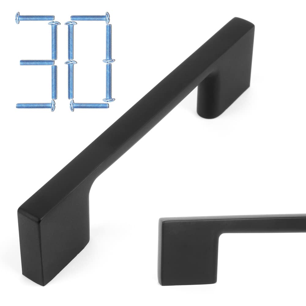 KOOFIZO 30 Pack 5 Inch Matte Black Kitchen Cabinet Pulls Black Cabinet Handles Black Cabinet Hardware for Kitchen Cabinets Drawer P01 Dresser Cupboard Bedroom Bathroom — image 1