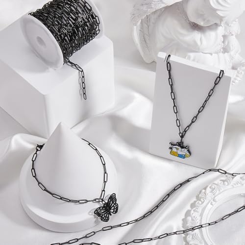 Chaîne trombone noire en acier inoxydable durable pour colliers chic