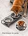 Ceramic Grey Dog Bowl Set - 6 inch Wide Pet Food & Water Bowls, Elevated Feeding Porcelain with Metal Stand for Indoor Cats and Medium Dog,2 Bowls+1 Stand Set for Wet and Dry Food