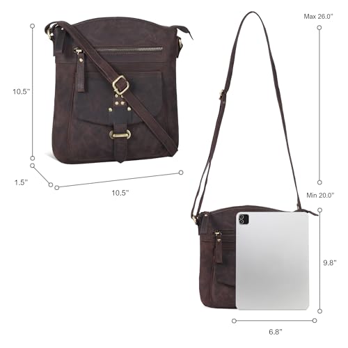 Image of Oak Leathers Leather Crossbody Bag For Women With Adjustable Sling Strap - Medium Size Crossover Shoulder Handbag Purse