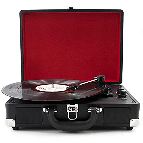 ROLTIN Giradischi per Valigia, Giradischi Bluetooth con Altoparlanti Stereo integrati, Lettore vinili a 3 velocità, su