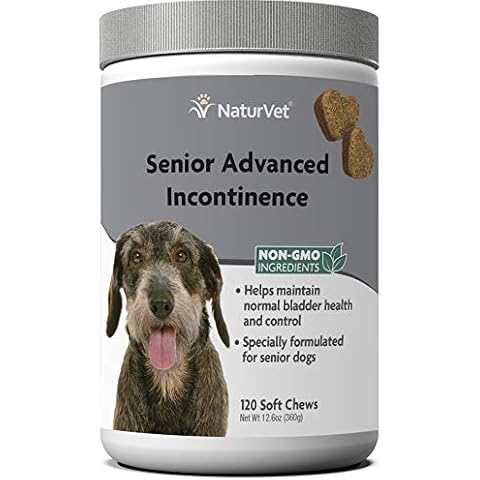 NaturVet Senior Advanced Incontinence Dog Supplement – Helps Support Dog’s Bladder Control, Normal Urination – Includes Synergistic Blend of Botanicals – 120 Ct. Soft Chews Cover