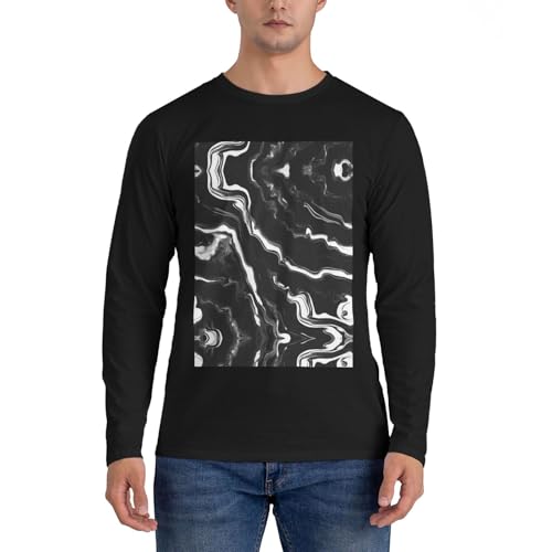 Chemise tendance à manches longues EdWal motif marbre noir et blanc pour homme chic