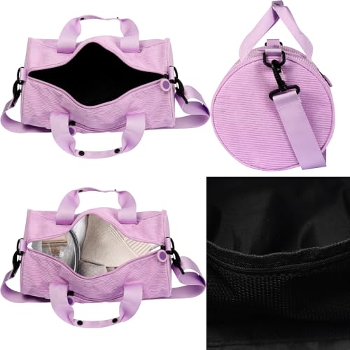 Image of Dance Ballet Bag for Girls Sport Gym Duffle Bags Overnight Travel Bags Fun Dance Corduroy Chenille Letter Bag for Dancers (Purple)