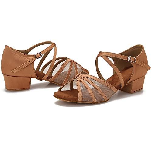 Image of Low Heel Ballroom Dance Shoes Women Latin Salsa Practice Dancing Shoes 1.5 Inch Heel ZB14