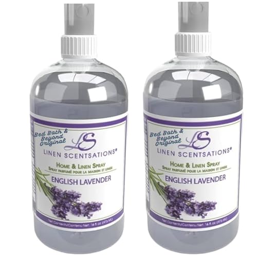 Linen Scentsations Fabric and Linen Spray 2 Pack English Lavender 16oz x2 (32oz Total) - Odor Eliminator & Freshener for Bedding Clothes Room & Pillow