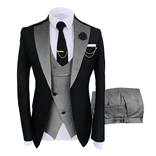 CUTTE Herren 3-teiliger Blazer Anzug Bräutigam Trauzeugen Hochzeit Bankett...