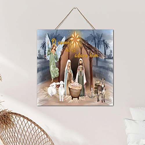 Placa de madera con escena de Navidad para regalar en fiestas 6