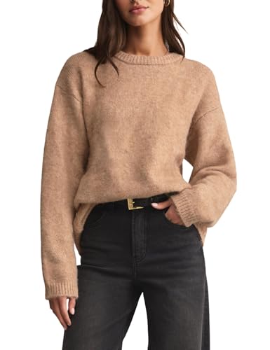 Antnation Womens Soft Fuzzy Knit Sweater Oversized Cozy Pullover Jumper