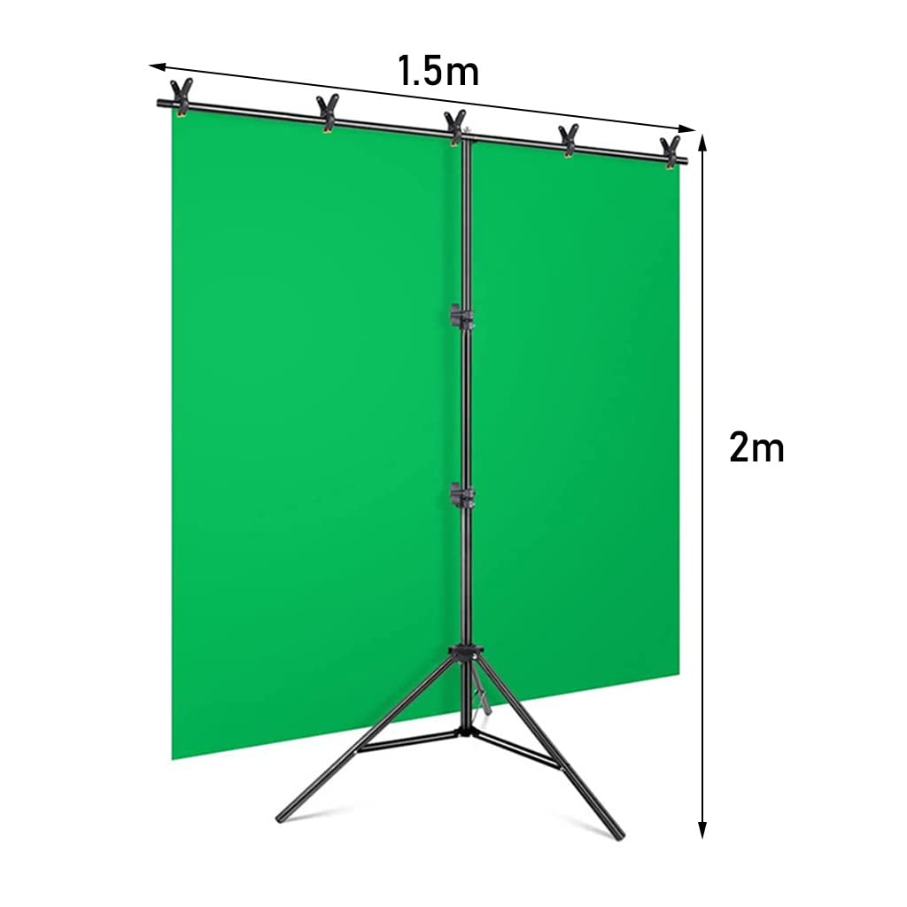 Tło Chroma Key Green Screen ze wspornikiem T |. Fotografia i transmisja na żywo Tło Chroma Key |. Przenośne i składane (zielone 1,5 x 2 m)