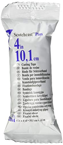 3M Scotchcast Plus, vendaje de fibra de vidrio con resina de poliuretano activable con agua, ligero, resistente, transpirable, color blanco, 10 cm x 3,65 m, paquete de 10 unidades