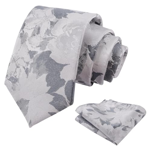Image of Alizeal Mens 3.15'' Light Color Rustic Tie Handkerchief | with Flower Printed Handkerchief for Wedding Business Daily Wear