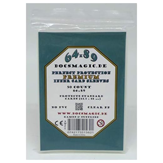 docsmagic.de 50 Premium Perfect Protection Inner Card Sleeves Clear - 63,5 x 88 Standard Size 64 x 89 - Kartenhüllen