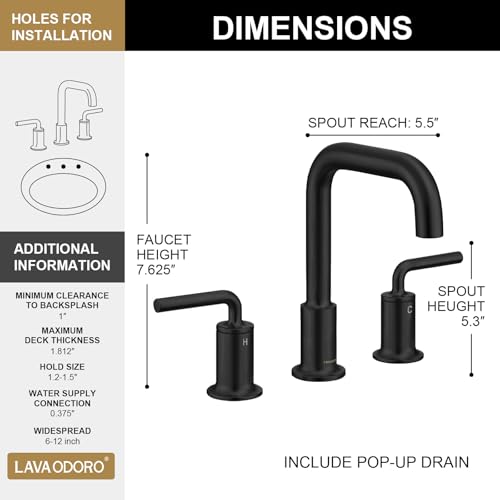 Lavaodoroblackbathroomfaucet3hole8inchwidespreadbathroomfaucetmatteblack2handlebathroomsinkfaucetwithdrainassemblysupplylinefaucetforbathroomsinkbf503mb  Urban Country Home Decor Lava odoro black bathroom faucet 3 hole 8 inch widespread bathroom faucet matte black 2 handle bathroom sink faucet with drain assembly supply line faucet for bathroom sink bf503 mb  urban country home decor