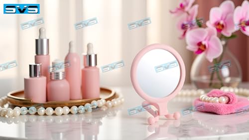 Image of Handheld Makeup Mirror with Magnification, for Desk Make Up, Magnifying Hand Held Mirror (Folding Hand Held Mirror (Pink))