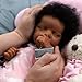 JIZHI Lifelike Reborn Baby Dolls Black -17Inch Baby-Soft Body & Curls Realistic-Newborn Baby Doll African American Real Life Baby Dolls Cloth Body with Gift Box for Kids