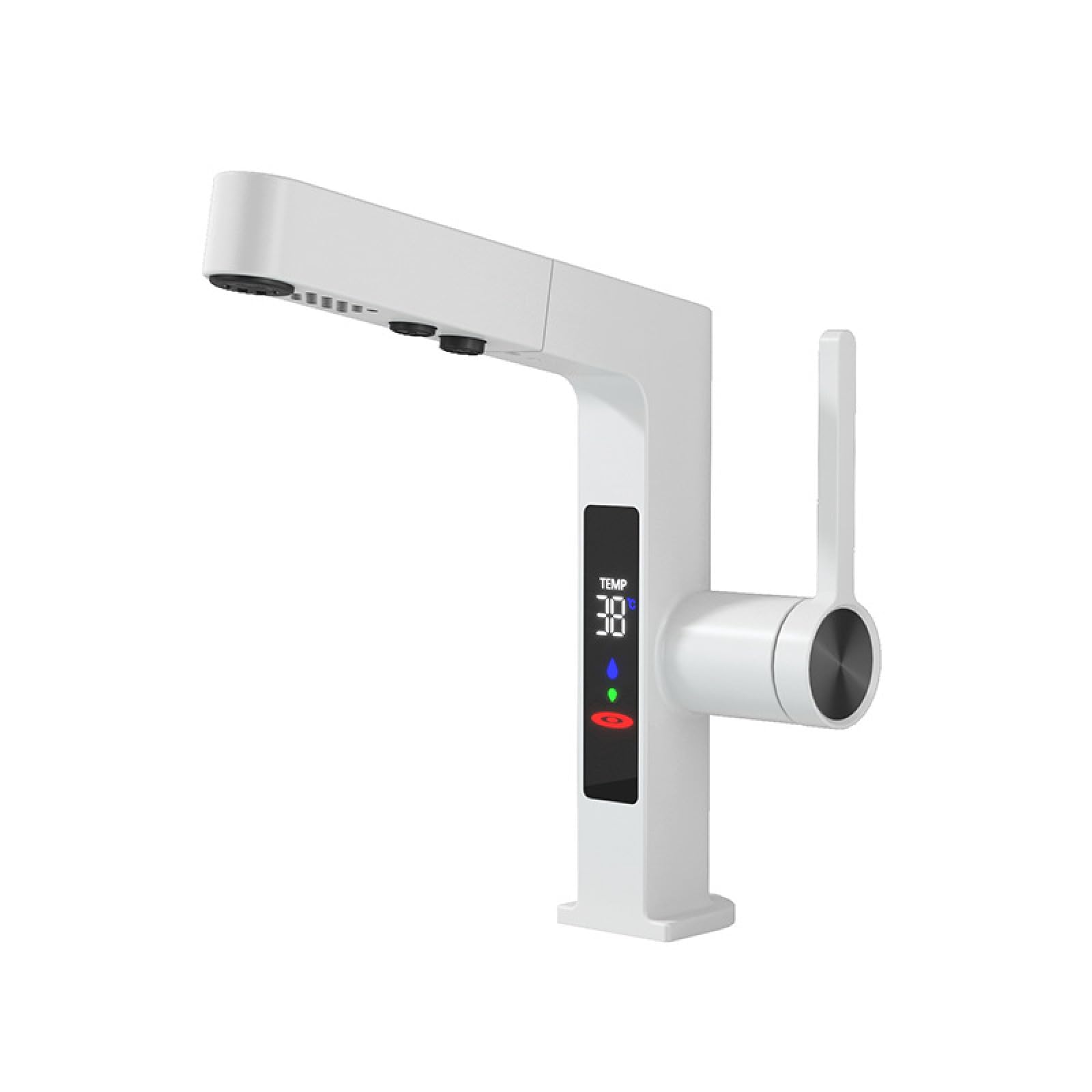 All-Copper Intelligent Pull-Out Digital Hot and Cold Water Faucet, Digital Display White