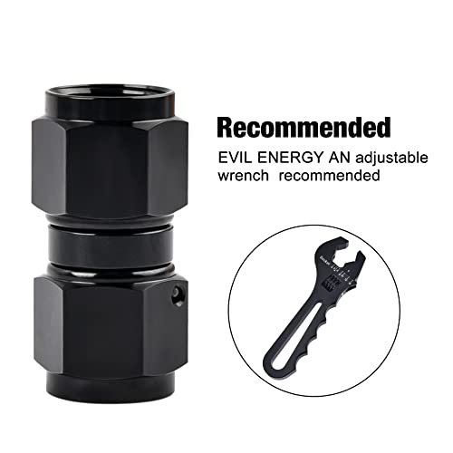 Evil Energy 6An Female To 6An Female Straight Swivel Coupler Union Fitting Adapter Aluminum Black #TOP3