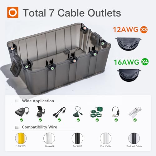 Addlon FSH-12.5 Large Outdoor Electrical Box Waterproof, Translucent Black Ip54 Waterproof Box(12.6 X 8.3 X 5.2 Inch), Weatherproof Extension Cord Cover thumb #4