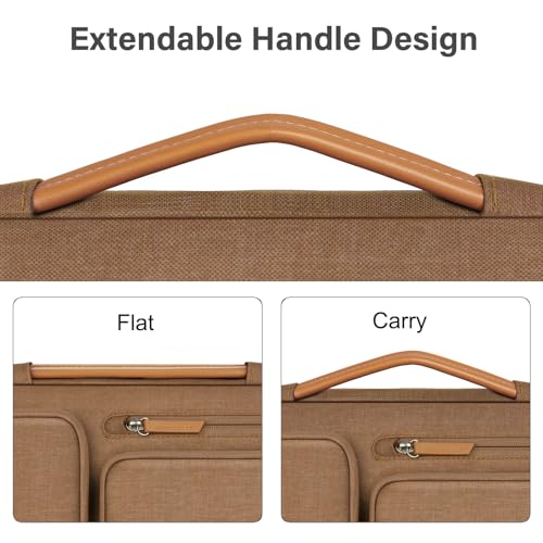 Image of MOSISO 360 Protective Laptop Case 13.3 inch, 13-13.3 inch Laptop Sleeve Compatible with MacBook Air /Pro 13 / Pro 14,HP Dell Acer ASUS,Side Open Carrying Case with 4 Zipper Pockets&Handle, Mocha