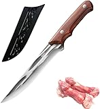 [Joejoier]関市の名刀 岐阜県 三徳包丁 鞘付き「玉鋼鍛造法」狩猟ナイフ 手作り鍛造 骨スキ包丁 骨抜きナイフ 肉 魚 骨抜き用 筋引き 錆びにくい 小型アウトドア キャンプ 釣り 食洗器対応