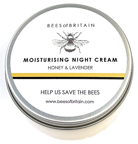 BEES of BRITAIN - 99% Natural Rich Night Cream - Honey, Lavender. Soothe, Nourish, Hydrate Dry Skin. pH 5.5, Sensitive Skin. We Donate 5% of our Profit to Save Bees + Pollinators.100g