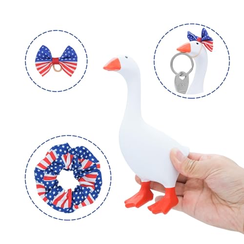 Mini Desk Goose with Outfits 7'' Mini Porch Goose Magnetic Statue Keychain Goose Hats Headwear Dress Clothes for Table Decor2