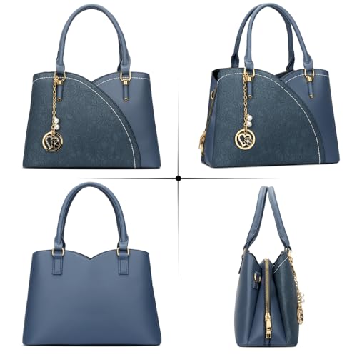 Image of KKXIU Triple Compartments Purses and Handbags for Women Fashion Ladies Satchel Shoulder Top Handle Bag