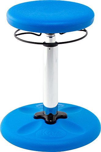 Image of Kore Adjustable Height Wobble Chair, Active Sitting for Children, Kids, Teens: Better Than a Balance Ball, Flexible Classroom Seating, Adjusts from 16.5 to 24 inches, Blue | Flexible seating for classroom and home boosts focus, improves posture and channels energy; anti-tip base; Made in USA