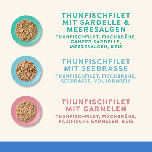 Applaws Premium Natural Katzenfutter Nass, Fischauswahl in Brühe 70g Portionsbeutel (12x70g )