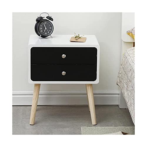 SYALEO Mesita de Noche nórdica con 2 cajones, mesita de Noche Alta Minimalista, revistero, pequeño Organizador de pie, Muebles de Dormitorio de 42 * 32 * 50cm Mesilla de Noche