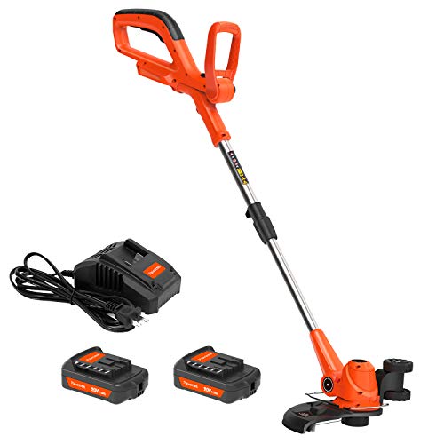 PAXCESS Cordless String Trimmer/Edger, Detachable Weed Eater with 2pcs 20V Lithium-ion Batteries,1pcs Quick