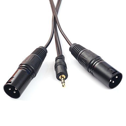 SiYear 3.5 mm (1/8Inch) Mini Jack Stereo TRS to Dual XLR 3 pin Male Plug Unbalanced Interconnect Cable,Y Splitter Patch Cable Cord (1.5M) - Thumbnail 2