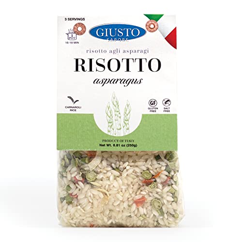 Giusto Sapore Italian Risotto - Asparagus - All Natural Gluten Free No Added Salt Premium Gourmet Risotto Brand - Imported from Italy and Family Owned (Asparagus)
