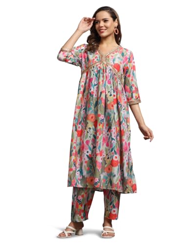 Image of Leriya Fashion Black Kurta Set for Woman | Kurti Set for Woman | Anarkali Suit for Women Kurtis | Short Kurti for Women | Ethnic Jaipuri Straight Kurta Set with Palazzo Pants | Salwar Suit for Party Outfits