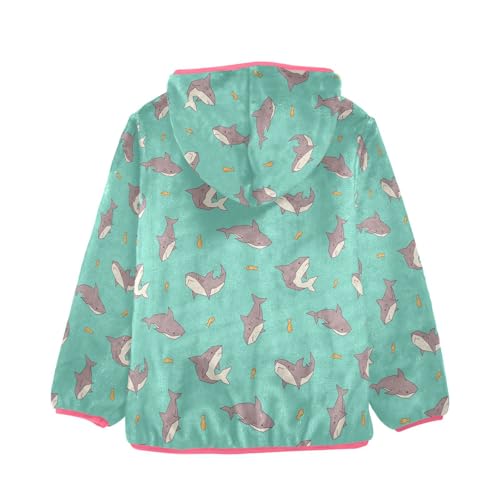 Sharks Toddler Fleece Jacket Baby Girls Hooded Zipper Long Sleeve Thick Warm Outerwear 3-10 Years2