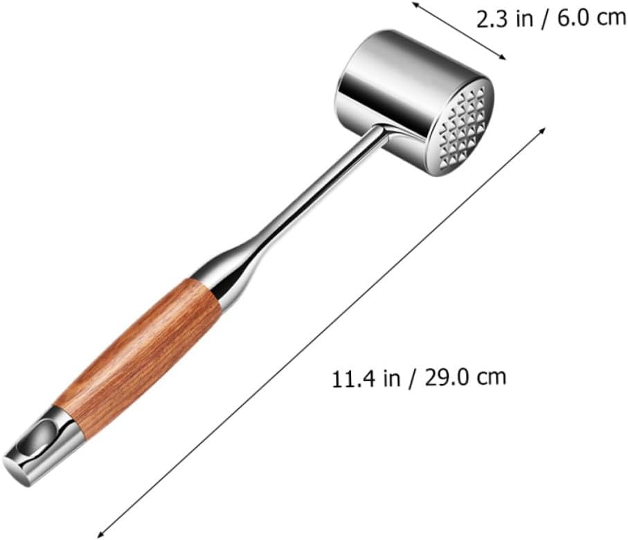 GLEAVI Stainless Meat Mallet and Tenderizer Tool 304 Stainless Steel Beef Pounder with Hardwood Handle for Home Kitchen Steak Preparation Random Color