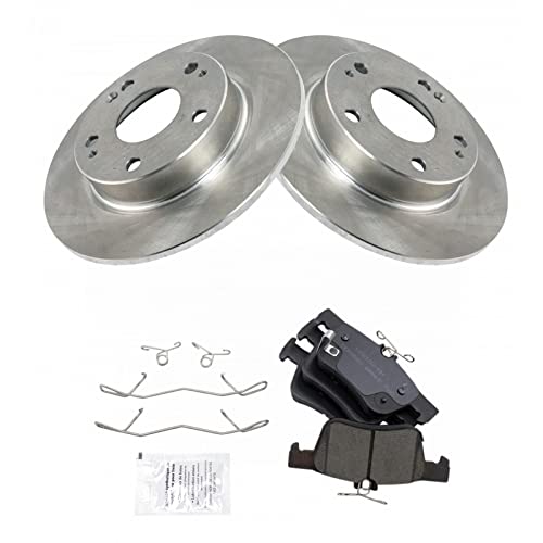 Image of TRQ Rear Brake Pad and Rotor Set Ceramic Solid Rotors