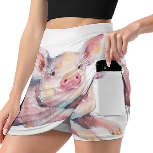 Jupe de tennis femme anti frottement Cochon jupe short de golf avec poche