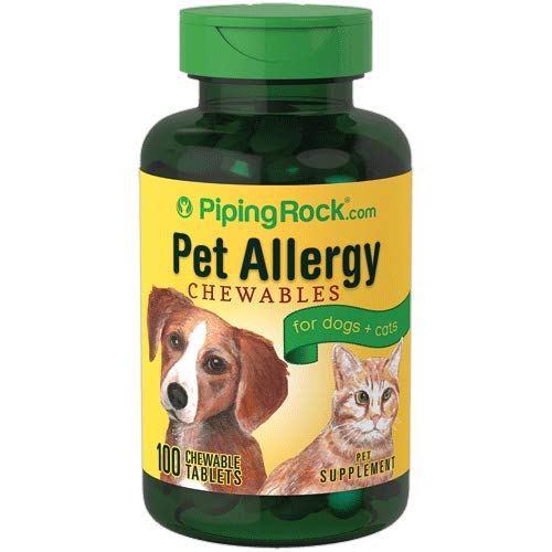 Pet Allergy Chews | 100 Chewable Tablets | for Dogs & Cats | Non-GMO, Gluten Free | by Piping Rock