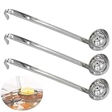 Joyangy 3 Pcs 2 oz Stainless Steel Soup Ladle Set, Long Handle Serving Spoons with Hooked Handles, Kitchen Cooking Utensils for Sauce Gravy Stew