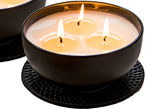 SUZIEJO AROMATHERAPY CANDLE BOWL GIFT SET OF 2, 16oz 3 Wick Candle, White Sage, Lemon Lavender Candle, Sandalwood Jasmine Candle, Highly Scented Soy Candles, Luxury Candles for Home Scented Relaxation