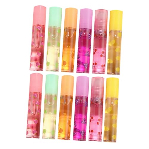 FOYTOKI 12 piezas Brillo Labial Hidratante Transparente de Frutas Set de Labial Sin Color para Labios Secos y Agrietados para Adultos Cuidado Hidratante y Suave