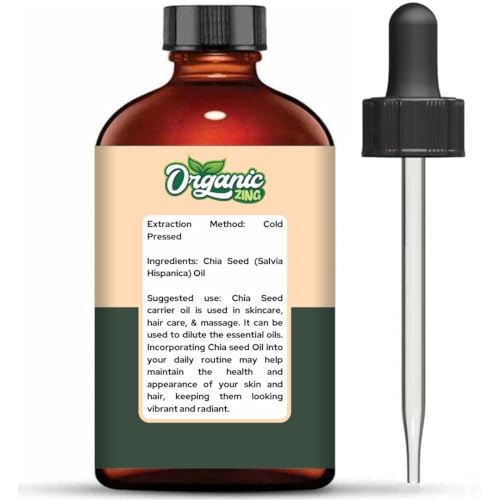 Image of Organic Zing Chia Seed Oil 118 ml - Cosmetic Grade Chia Seed Carrier Oil for Skin & Hair Care | Omega-Rich Lightweight Oil for DIY Beauty Formulations