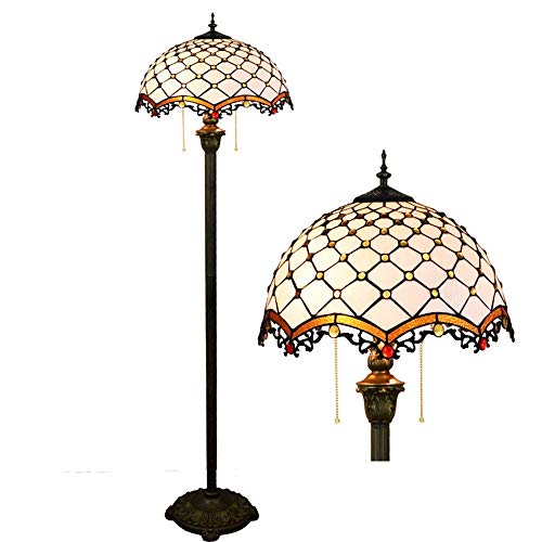 Lampadaire Tiffany 16 pouces avec perles orange et verre style européen pour la lecture