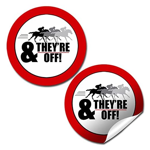 Derby Day & They're Off Kentucky Derby Themed Stickers, 40 2" Circle Stickers, Great for Favors, Envelope Seals & Goodie Bags by Amanda Creation